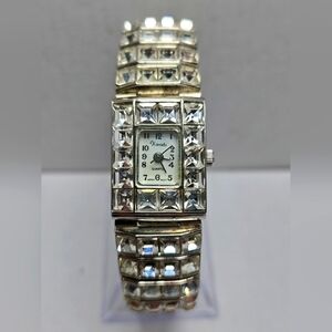 Womens Vintage Art Deco Xanadu Watch Silver Crystals Rhinestones New Battery